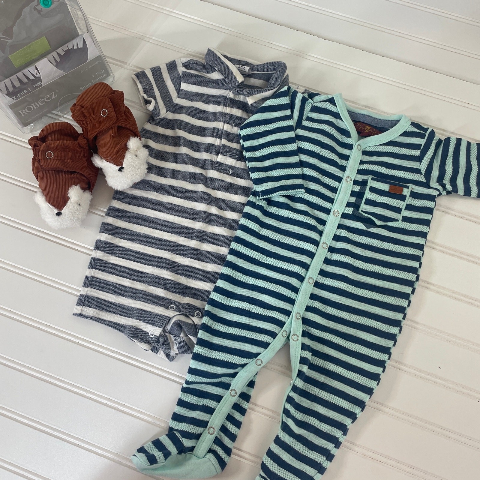Janie & Jack 7 for all Mankind Robeez Overall Bootie SET Size 3-6 MO