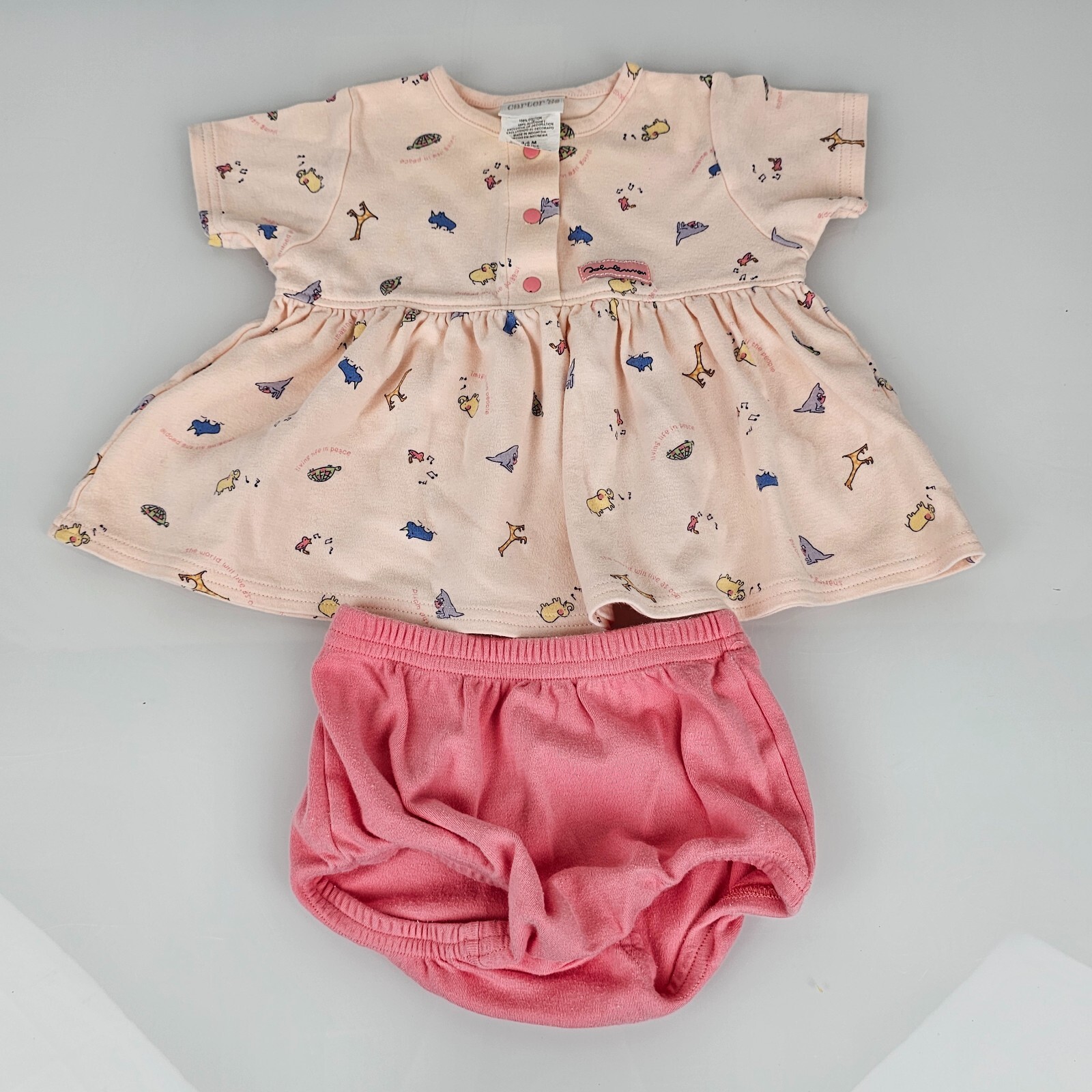 Baby Girl Clothes Carter’s 3-6 Month Vintage John Lennon 2pc Pink Dress