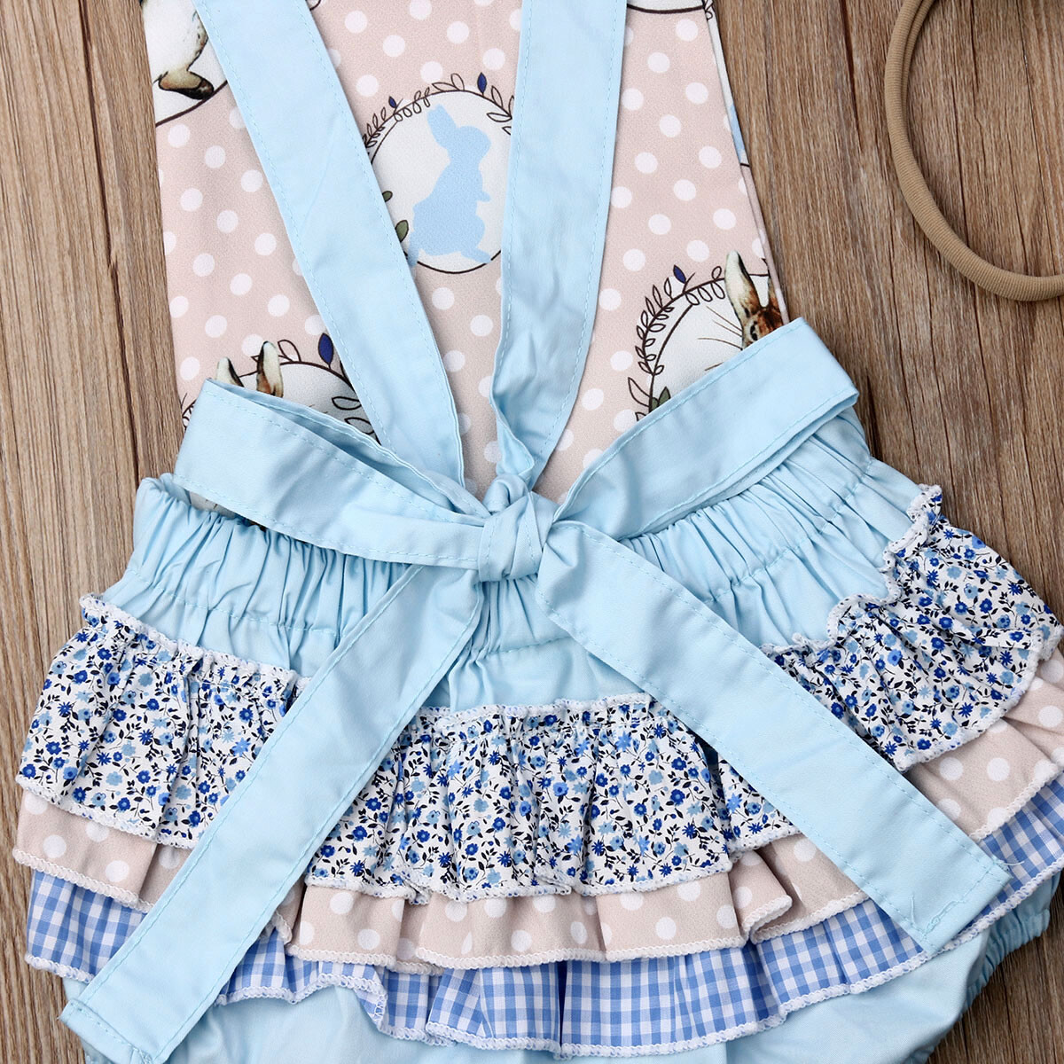 NWT Peter Rabbit Easter Bunny Rabbit Baby Girls Ruffle Romper Headband Outfit