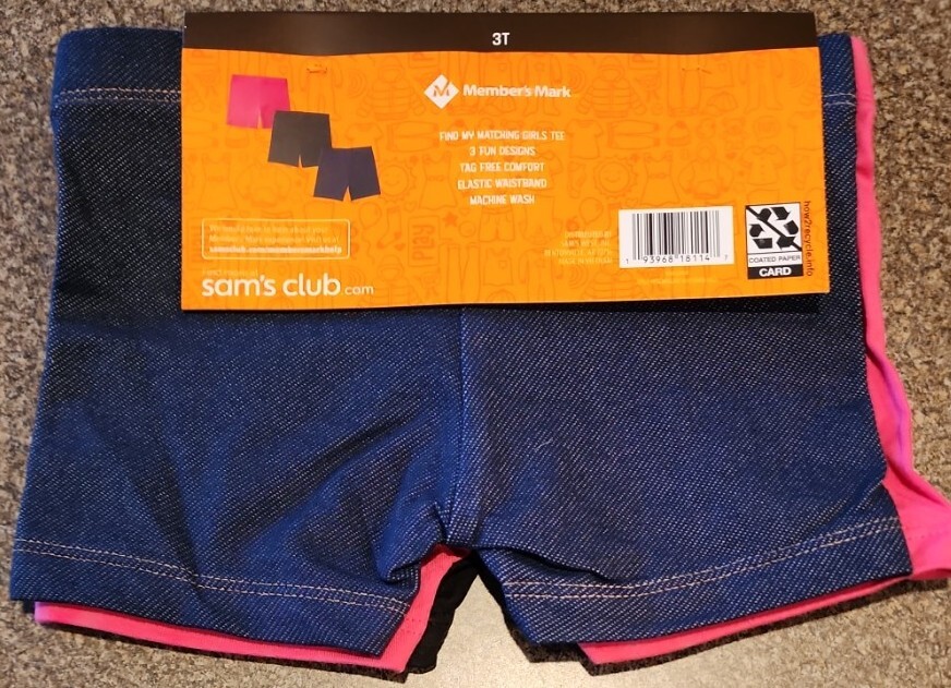 Three (3) Member’s Mark ~ Cartwheel Shorts ~ Pink/Black/Denim ~ Girl’s Size 3T
