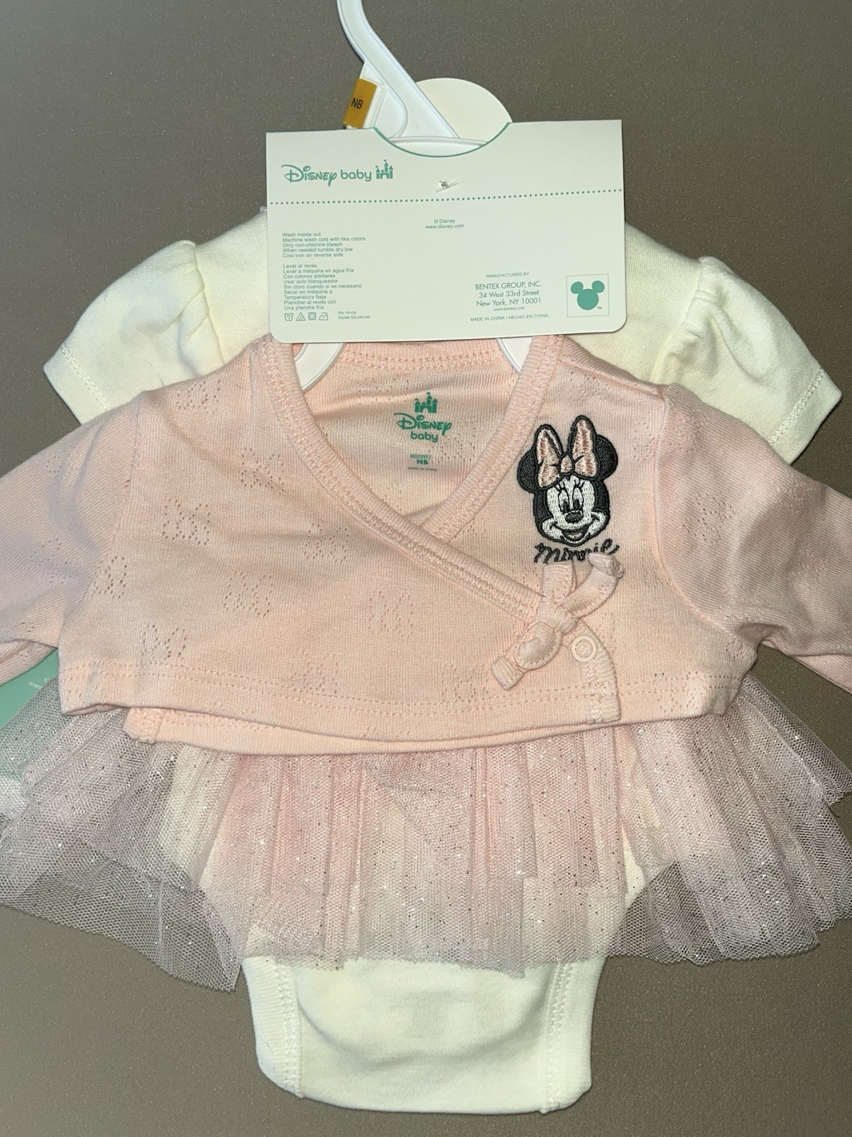 Disney Baby Girls Minnie Mouse Newborn Short Sleeve Bodysuit, Cardigan & Bow-New