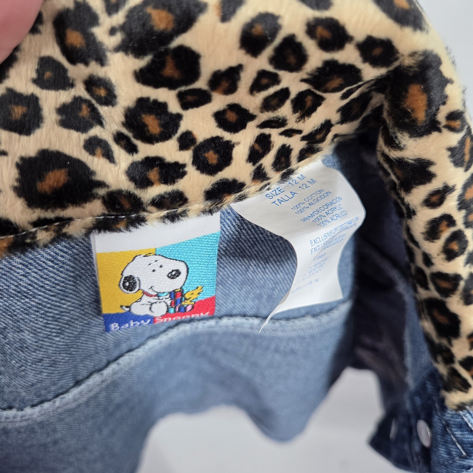NEW VTG Baby Snoopy Vintage Denim Jacket Pants Set 12 Months Cotton Cheetah