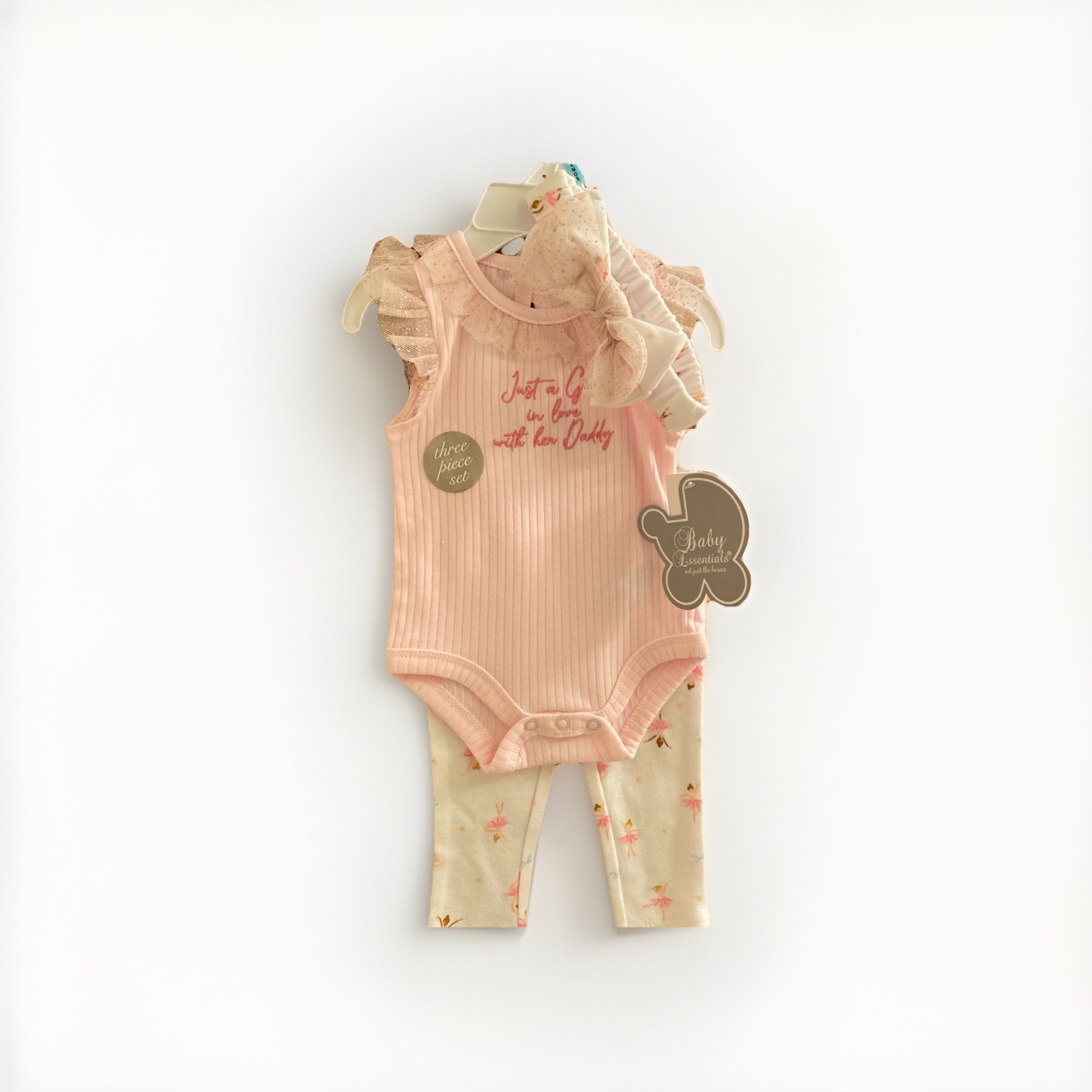 NEW NWT Baby Essentials girls 6 months 3 pc ballerina, Daddy Girl set