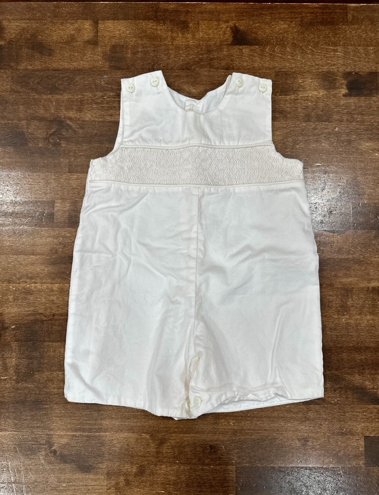 STRASBURG Boys 12 Mos Smocked One Piece Romper Christening Wedding Formal White