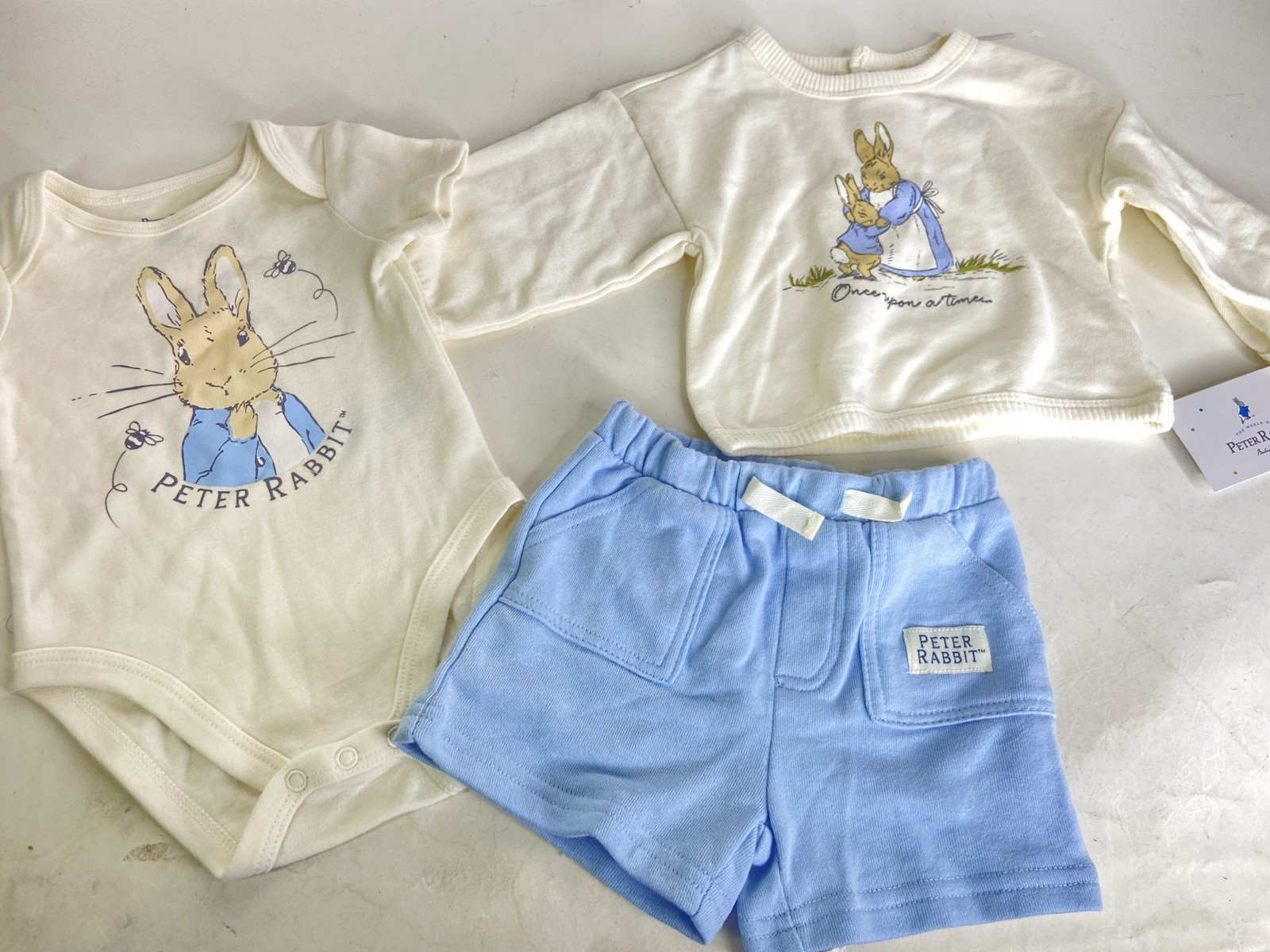 Peter Rabbit 3 Piece Matching Shorts Outfit Layette Set Baby Boys Size 6 Months