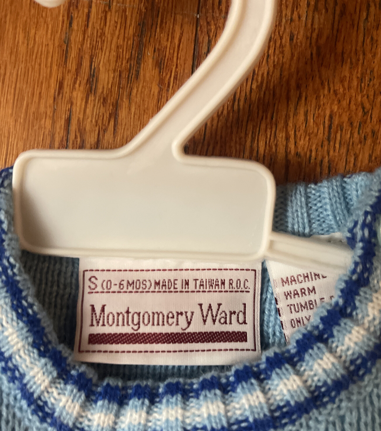 New NOS VTG Montgomery Ward Knit Sweater Pants Hat Set Baby Infant 0-6 Months