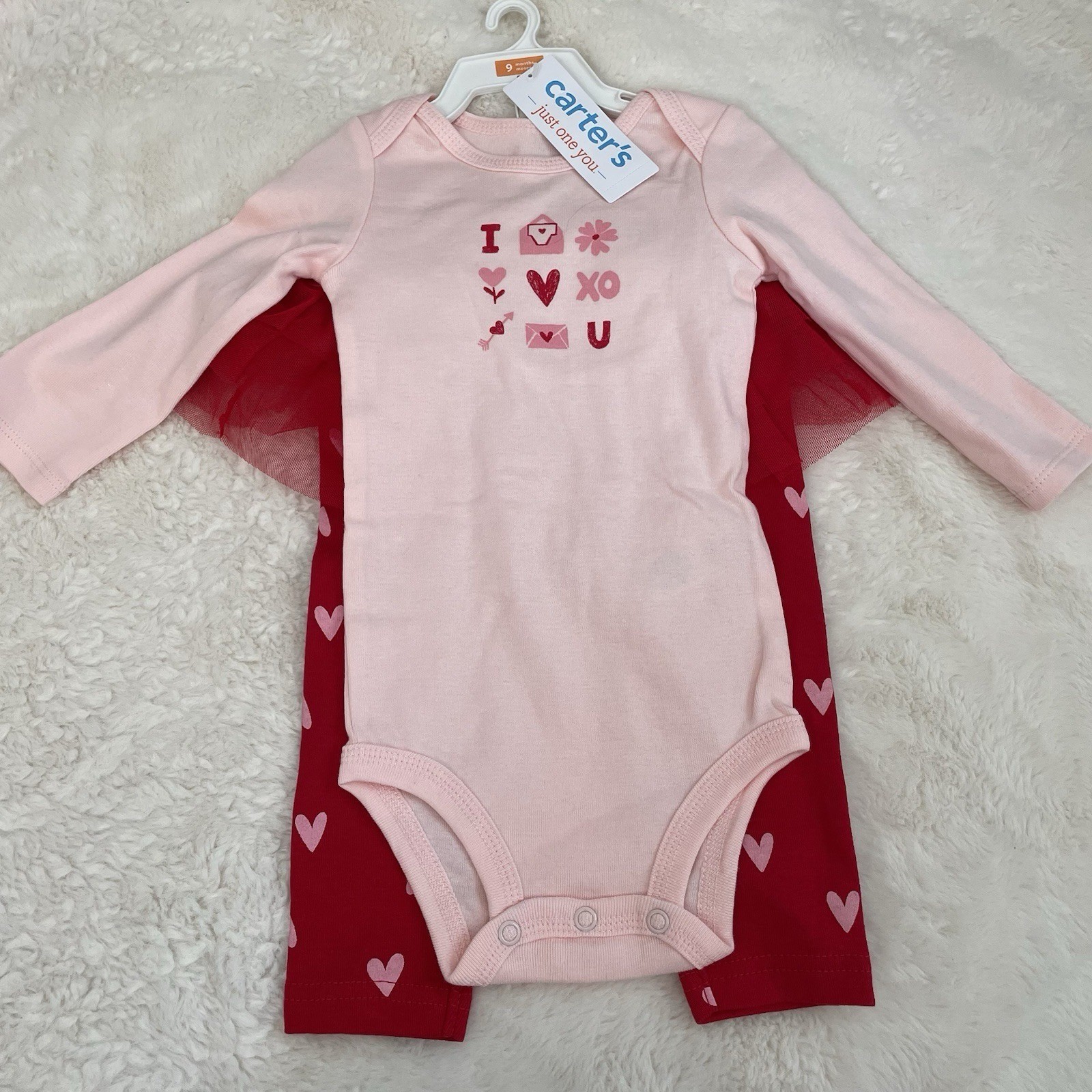 Carter’s Just One You Baby 2pc Valentine’s Love You Hearts Tutu Top & Bottom Set