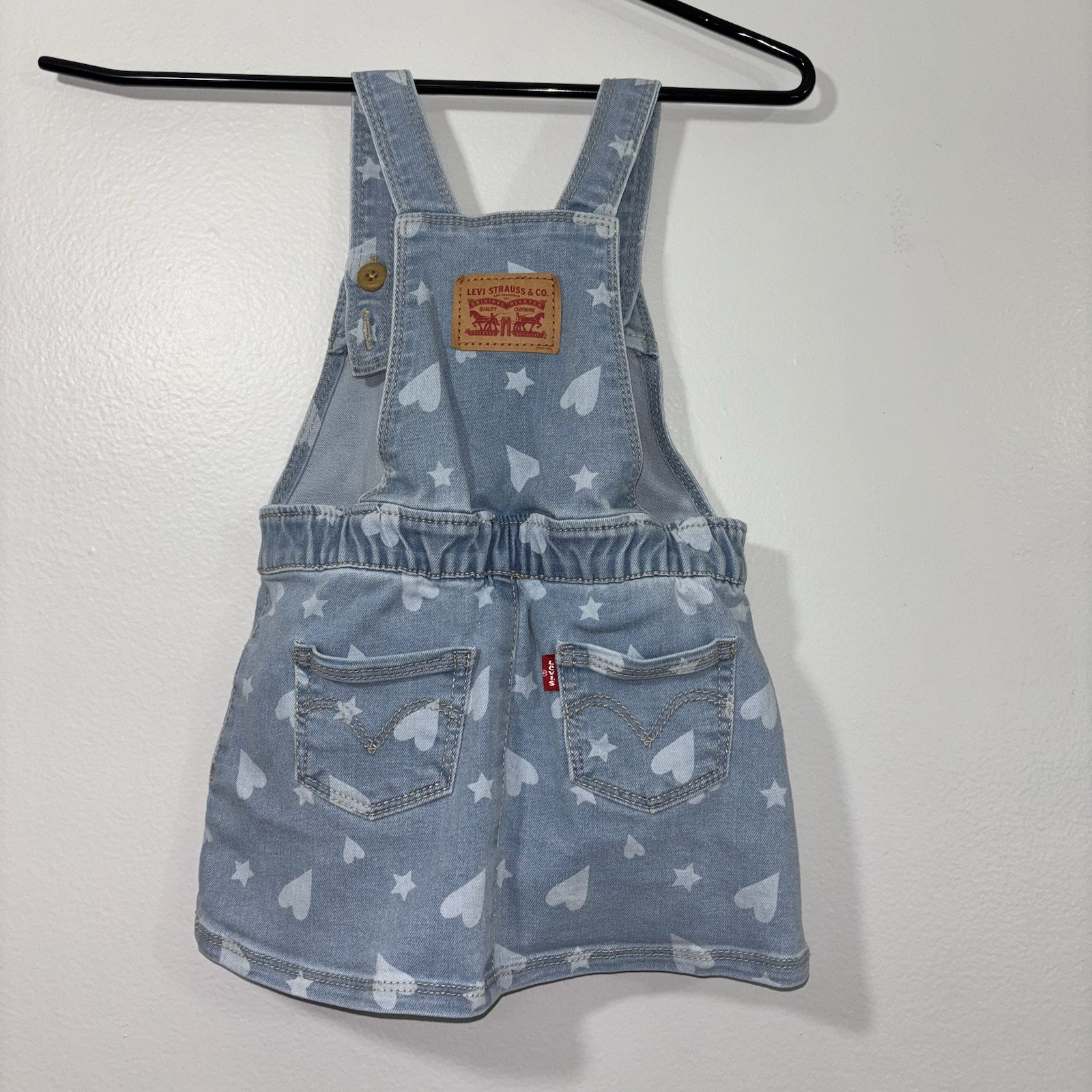 Girls Levi’s Denim Overall HEART Dress Jumper Skirt Overalls Size 18M