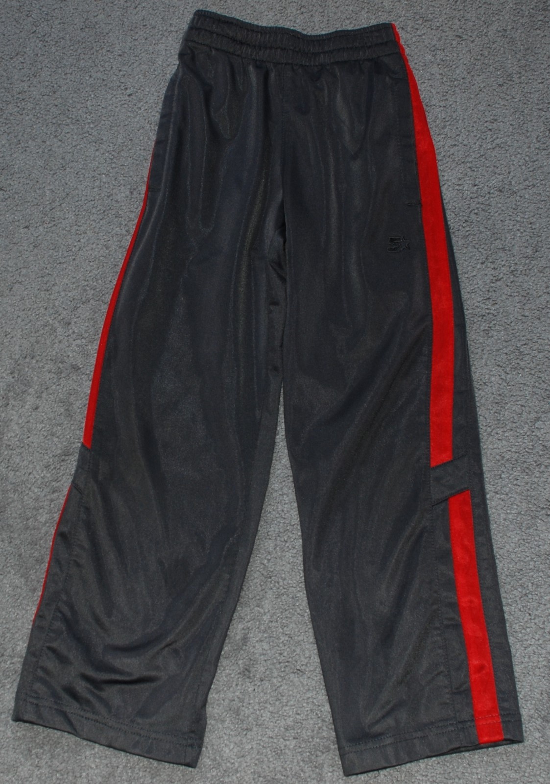 Boys Starter Gray/Red Windbreaker Hooded Jacket & Track Pants Athletic Set
