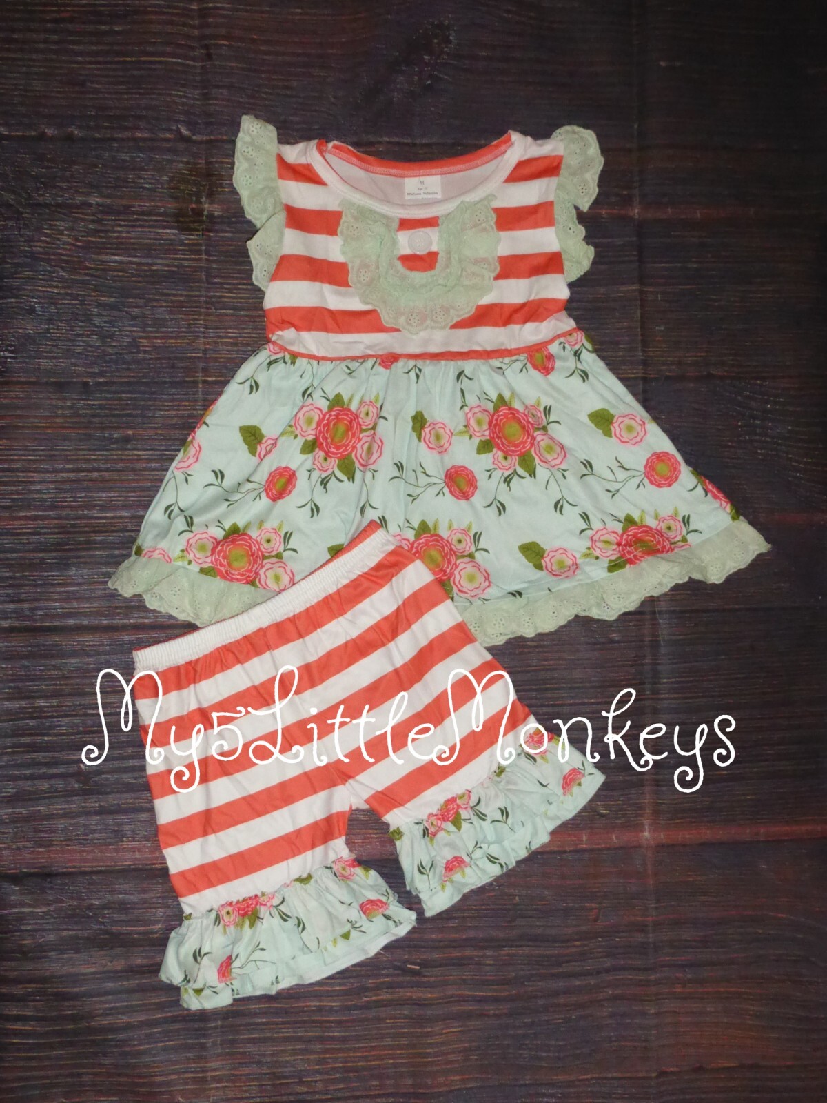 NEW Boutique Girls Floral Tunic Shorts Outfit