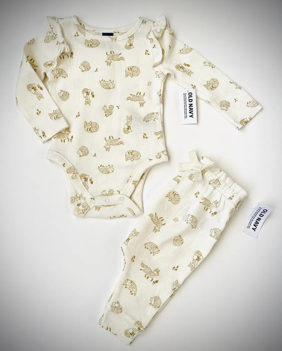 New Baby Girl Clothes 6 9 12 Months Pants Set Bodysuit Fox Outfit
