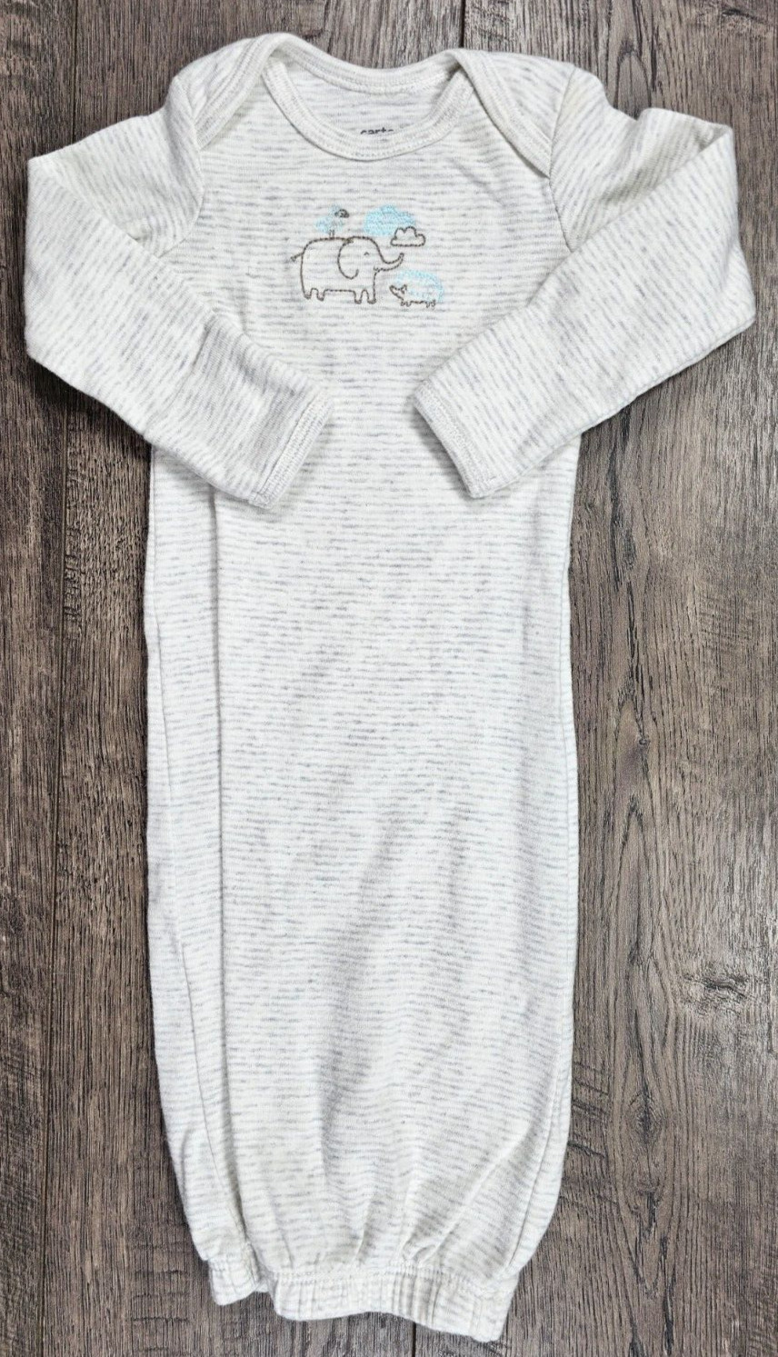 Baby Boy Clothes Carter’s Newborn Gray Elephant Sleep Gown