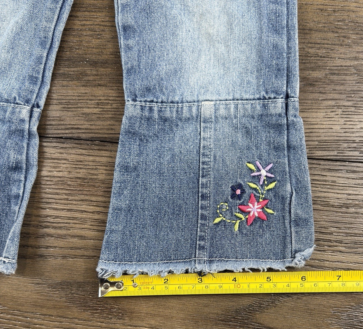 Elmo Sesame Street By Nannette Y2K Girls Floral Denim Jeans Light Wash Size 3T