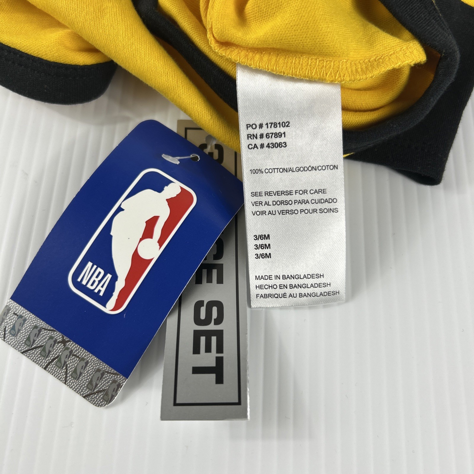 (3) NBA LA Lakers 1 PC Infant Outfits 3-6 month NWT Black Yellow White Cotton