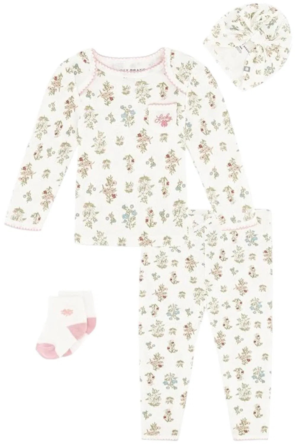 Lucky Brand Toddler’s Girl 4-Piece Outfit Set White/Country Rose