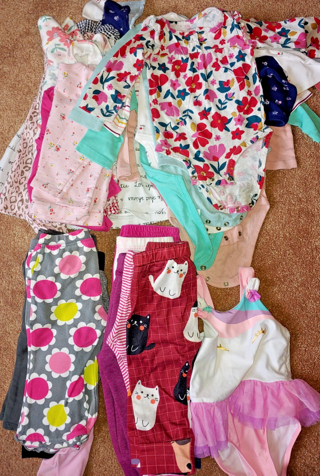 Carter’s baby girl 12 months mixed lot of 28 – tops bottoms swimsuit
