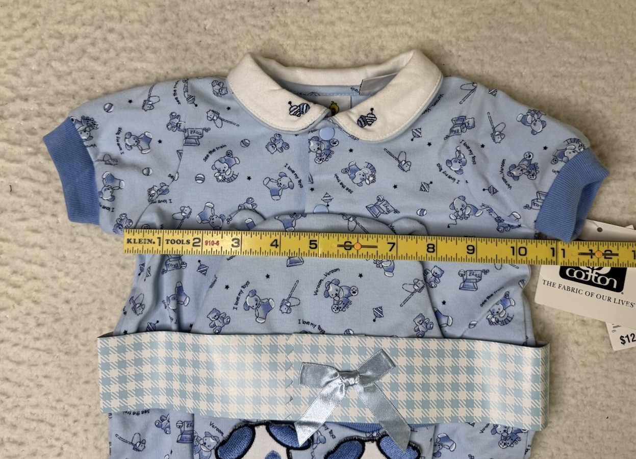 VTG Sesame Street Blue Puppy Dog Romper Outfit w/ Cap & Slippers Size 0-3 Months