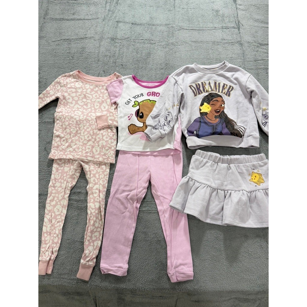 Disney Marvel Old Navy Toddler Girls 4T Pajama & Outfit Lot Asha Groot Leopard