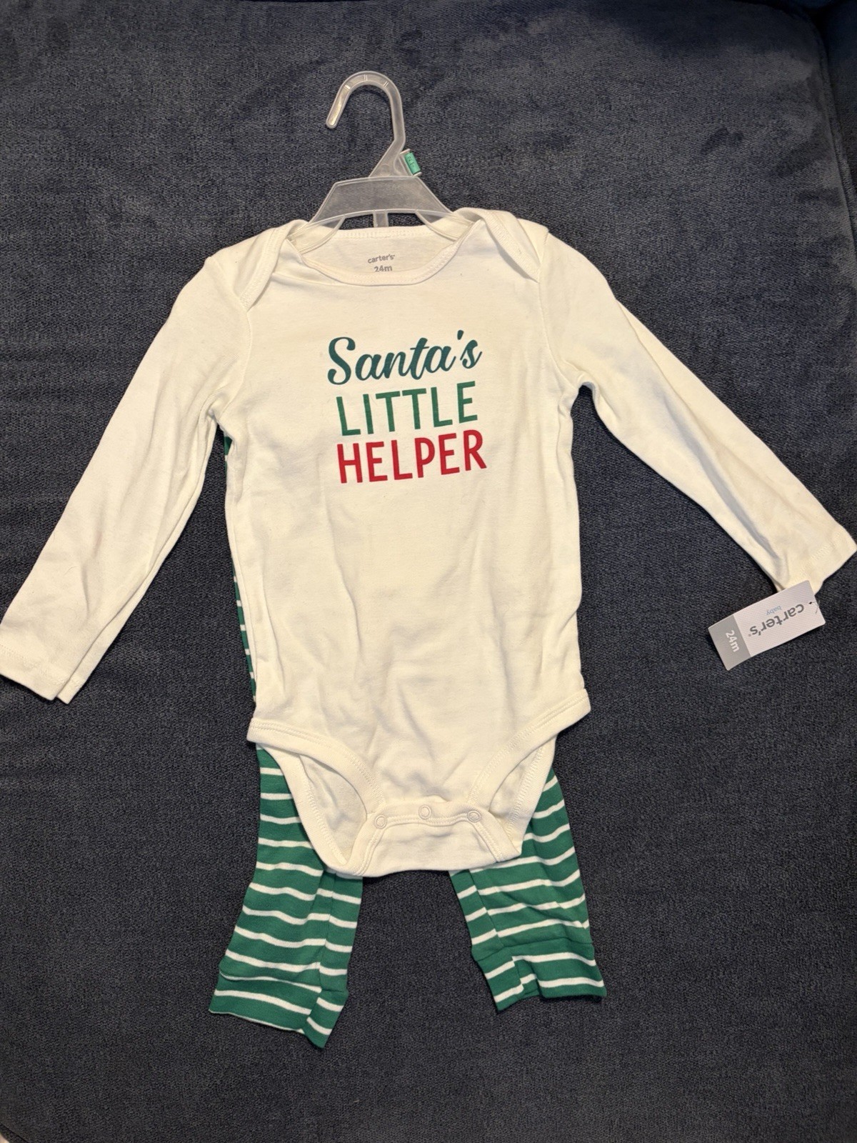 New Baby Carter’s Santas Little Helper 2-piece Bodysuit Unisex Size: 24m