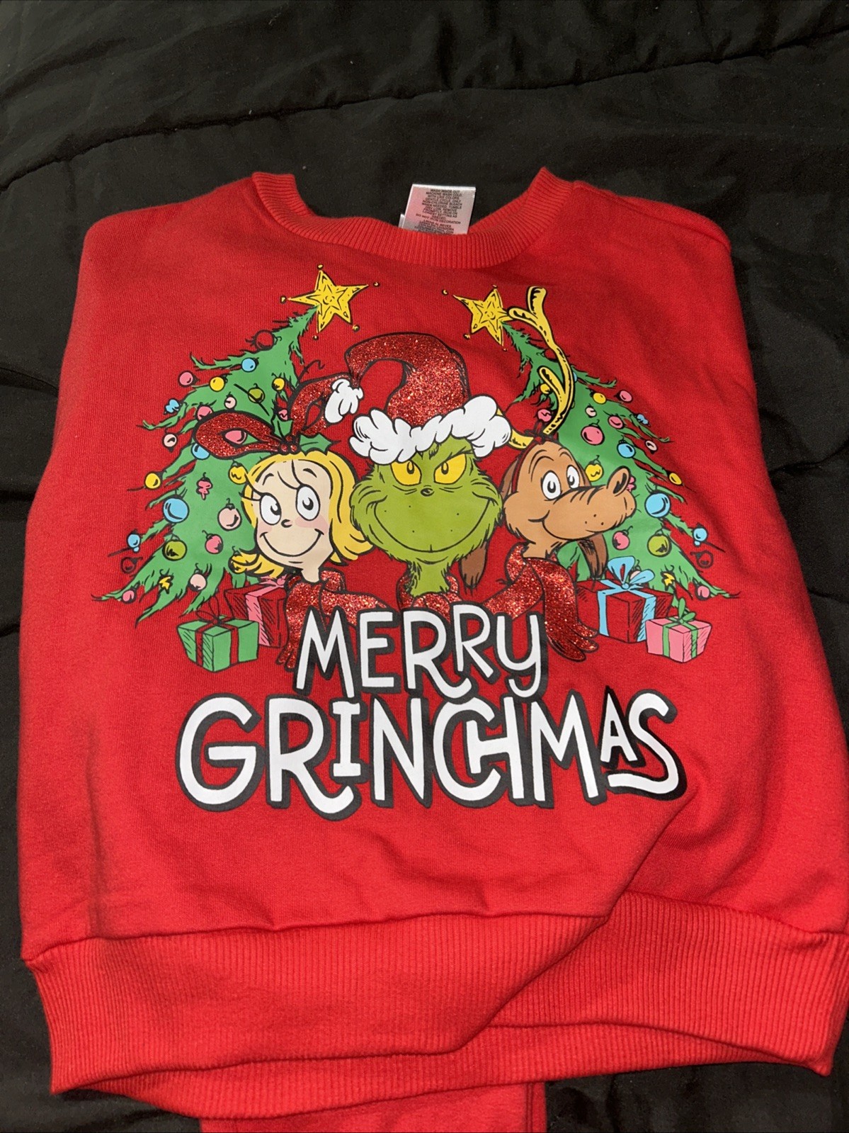Dr. Seuss The Grinch Two Piece Toddler Outfit Size 3T Red Sweater Sweatpants Set