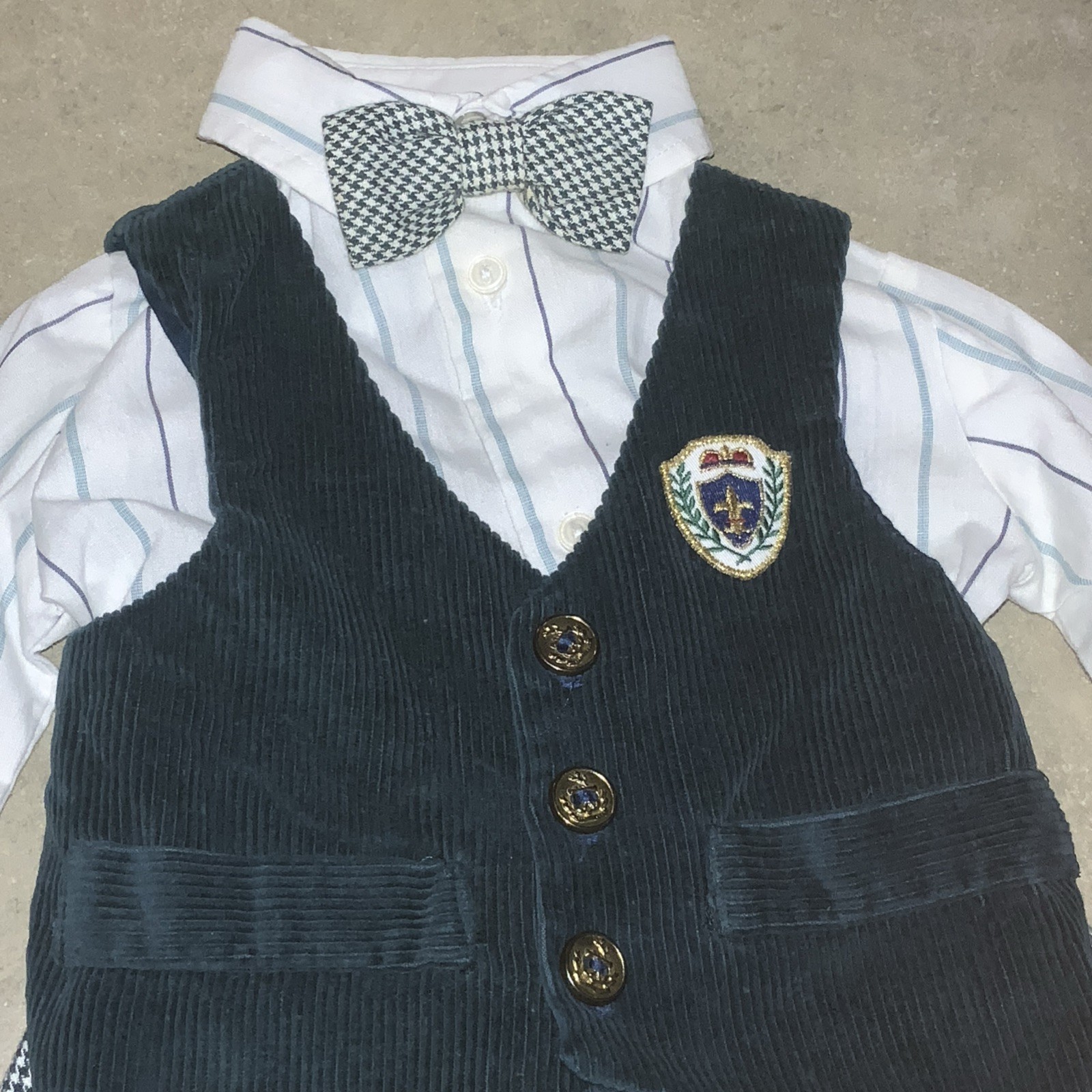 Vintage Kids 4 Piece Plaid Outfit ~ Vest, Pants, Bow Tie, Shirt