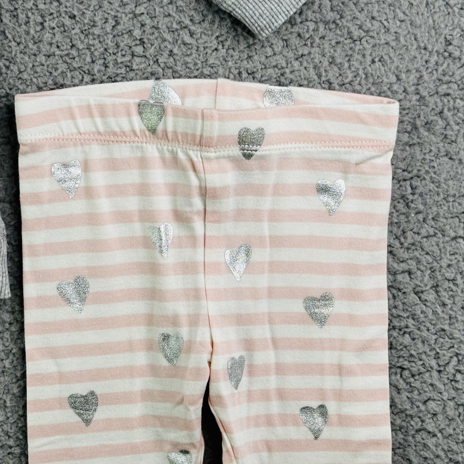 Tucker + Tate Pant Set Baby 9 Month Pink Gray Hearts Sparkle 2 piece