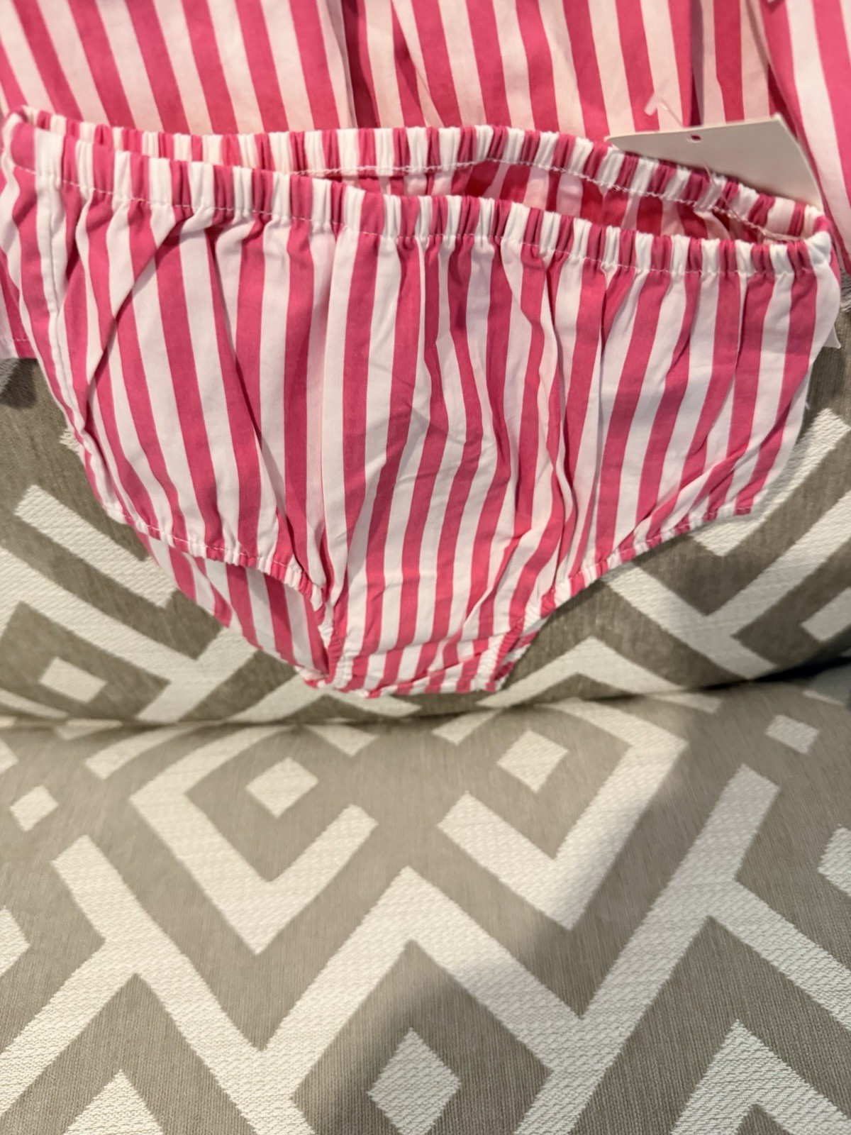 Ralph Lauren 2-Piece Pink White Striped Dress & Bloomers Set 18M Cotton Logo