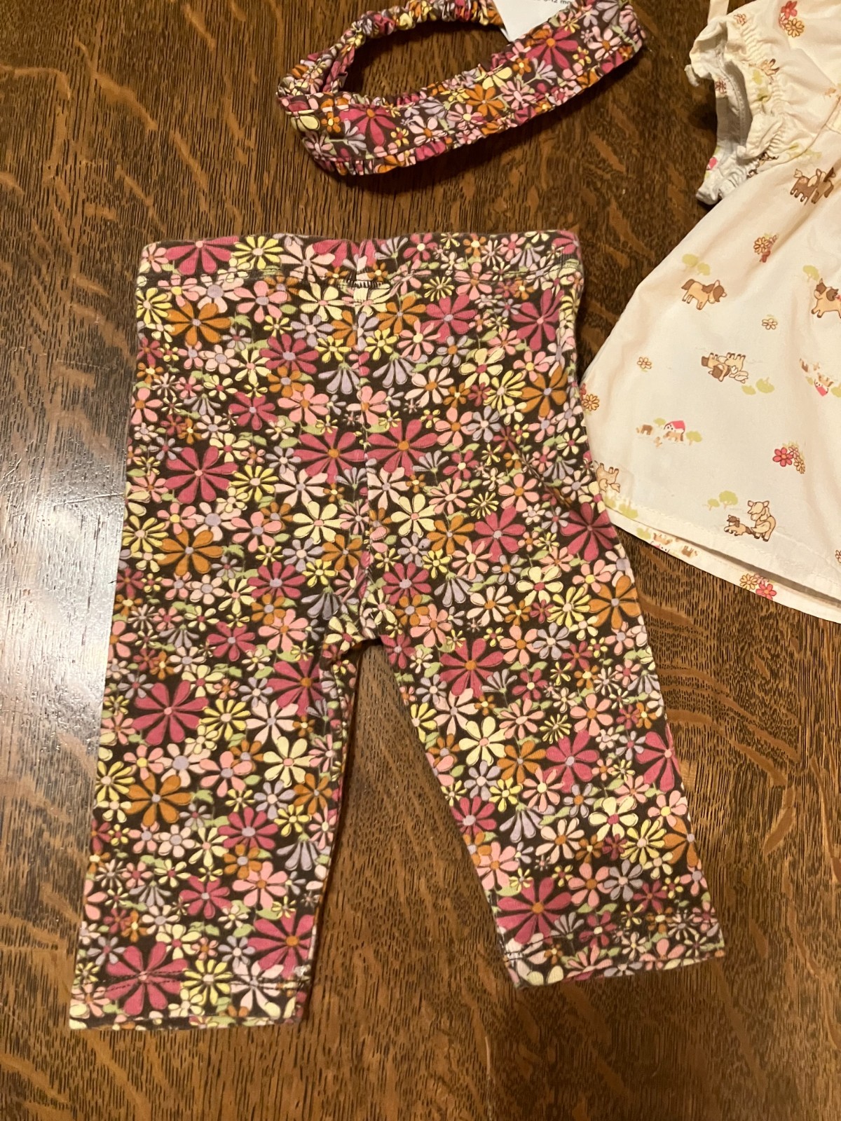 Vtg Gymboree Pony Ranch pearl snap cowgirl shirt leggings sock headband 0-3