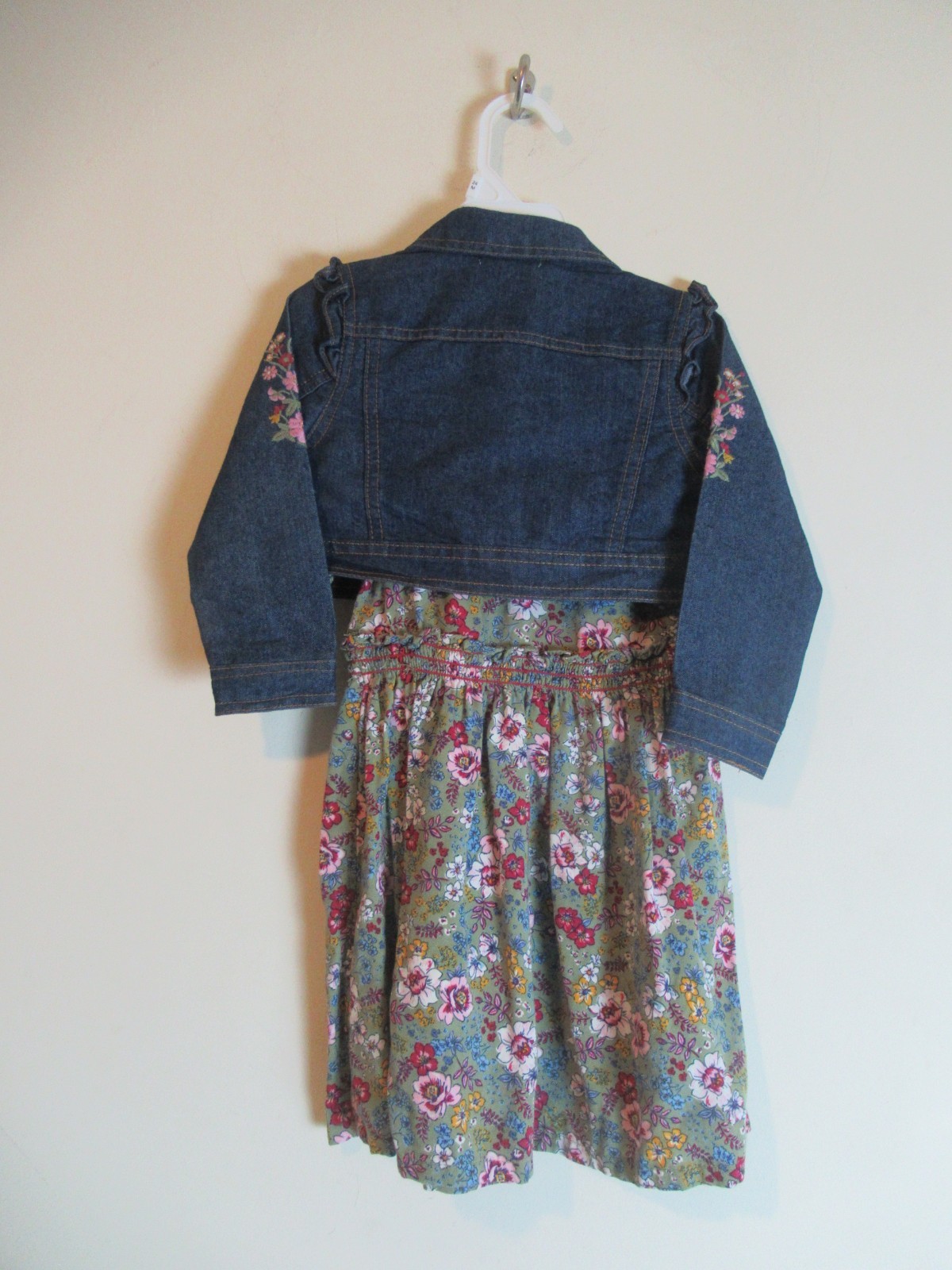 Nanette Lepore Girls 24M Outfit Jean Jacket Floral Dress Embroidery
