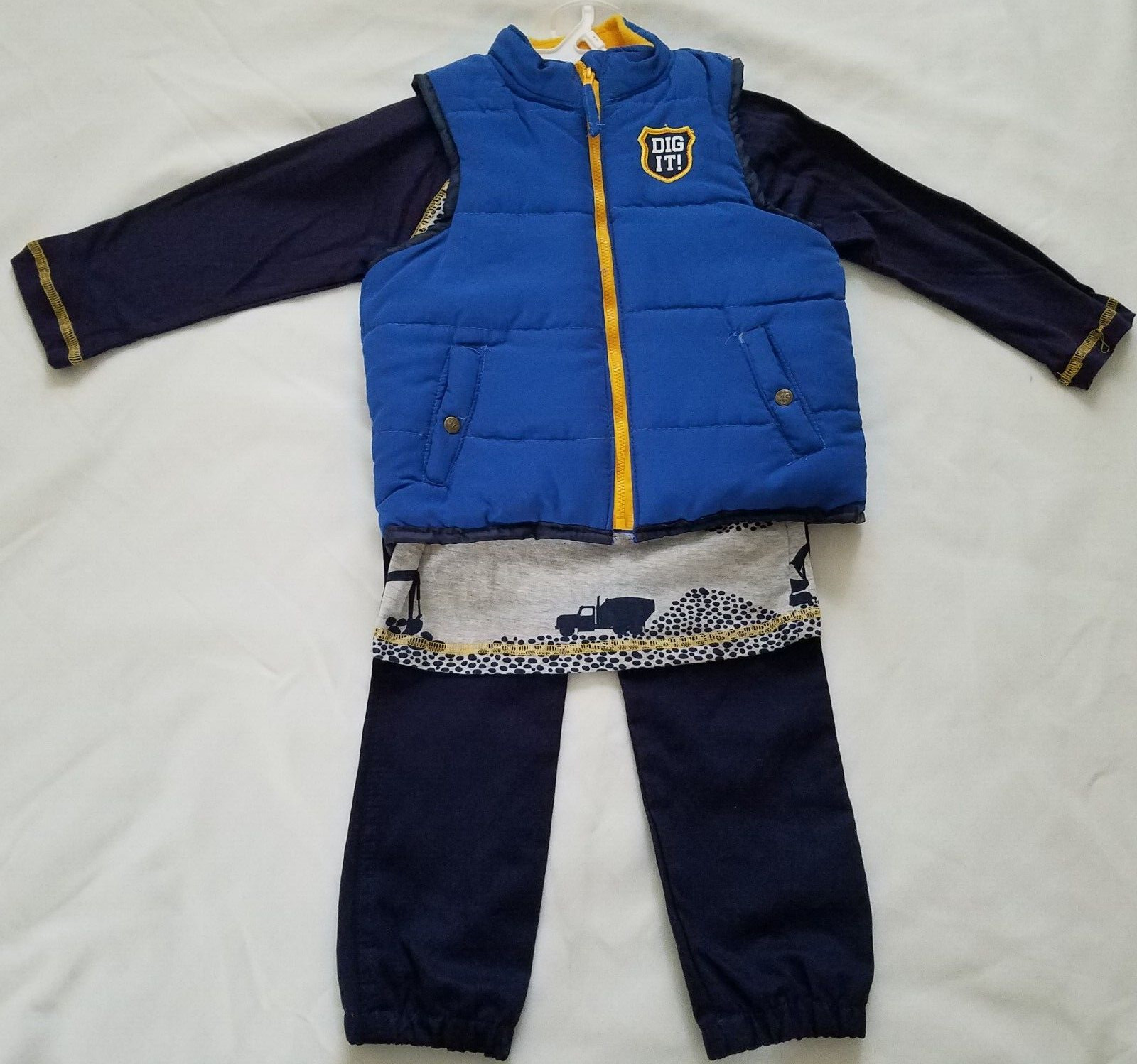 Little Rebels 3-Piece Long-Sleeved Shirt/Pants/Warm Quilted Vest Set Size 4T