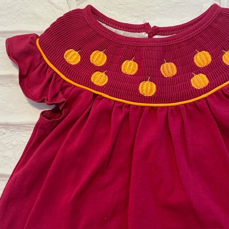 Boutique Abby & Evie Baby Girls 12 Months Red Orange Pumpkin Floral Outfit
