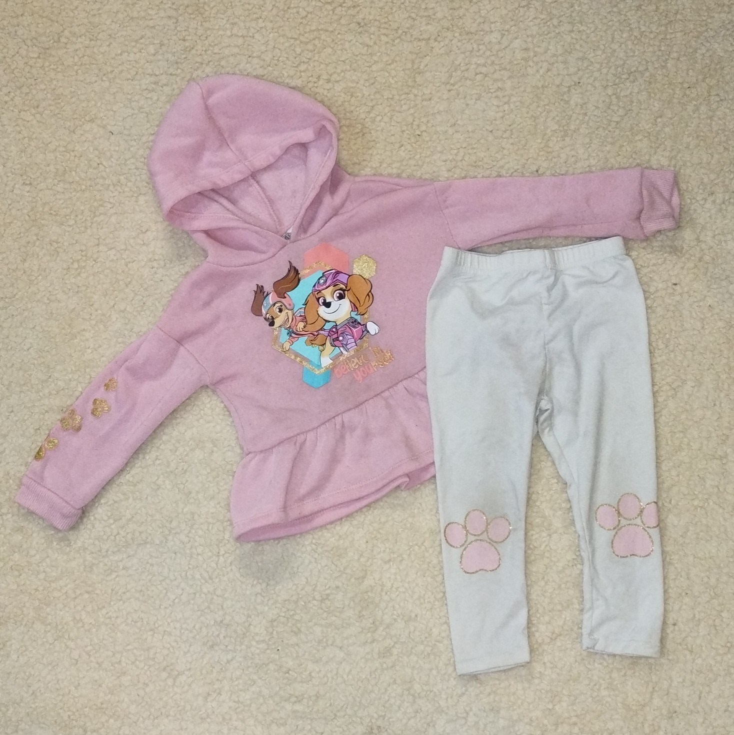 Nickelodeon Girls 24M 2-Piece Outfit Set Pink PAW Patrol Hoodie White Pants