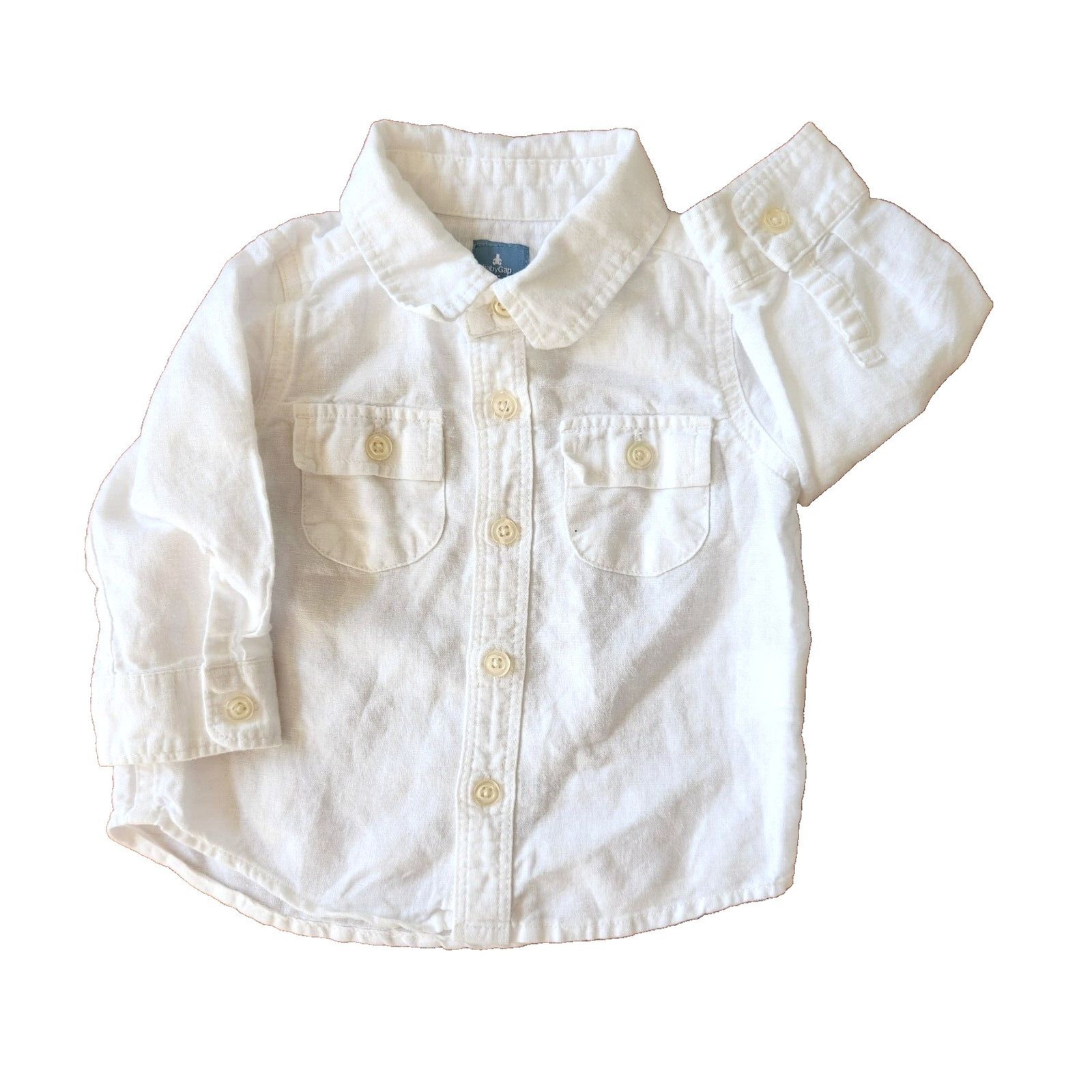 Baby Gap Boy’s 6-12m Outfit White Top Khaki Brown Cargo Pants Safari 2 Piece Set