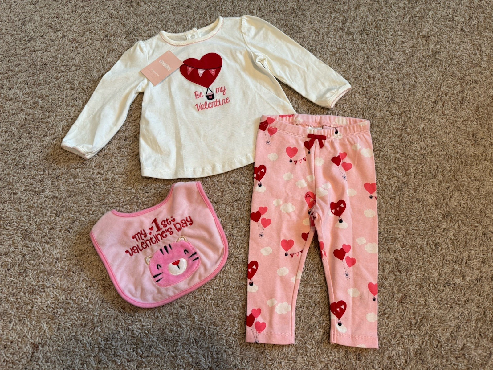 Baby Girl Size 6-12 Month Valentine Pant Suit With Bin GYMBOREE