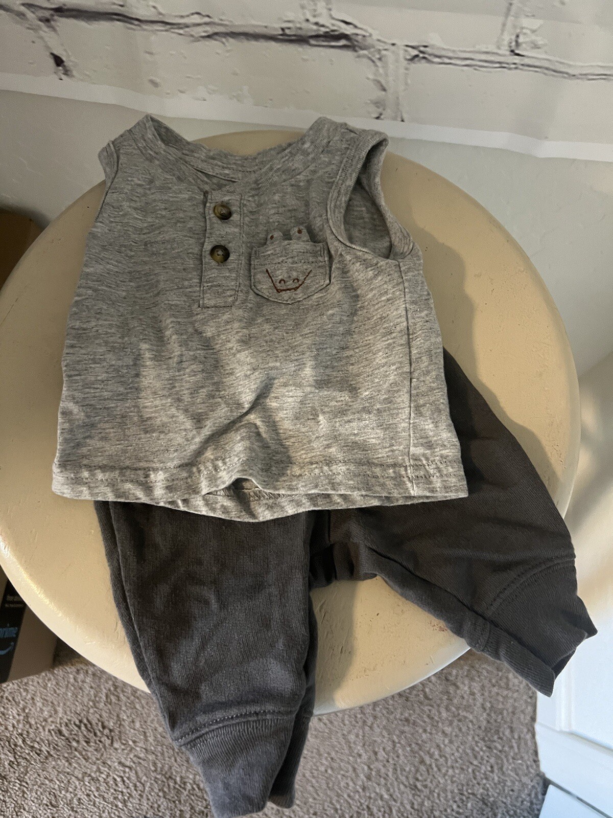 Carter’s Just One You Two Piece Set Gray Tank/Joggers EUC Baby Size Newborn