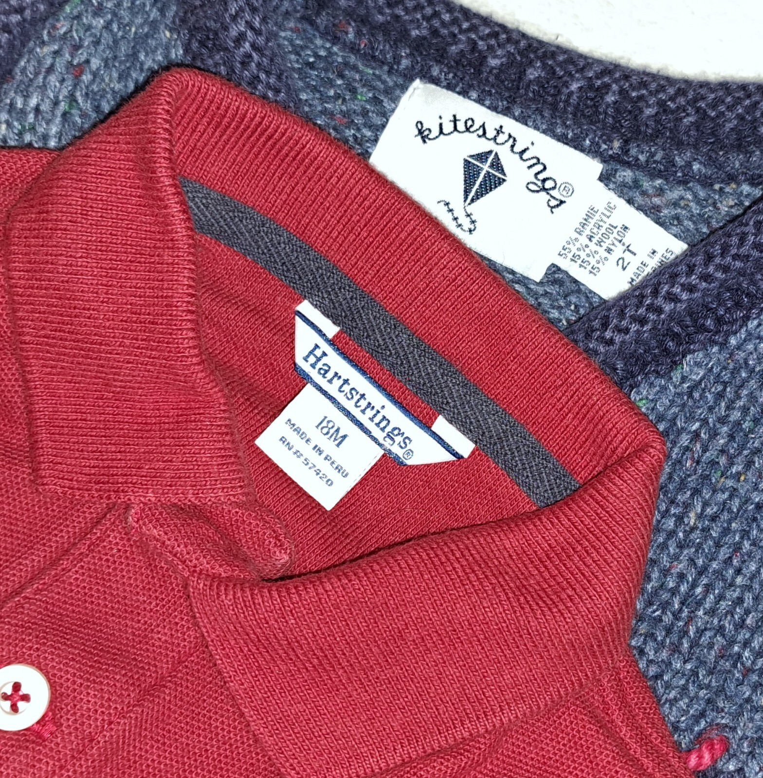 Boys vtg HARTSTRINGS Kitestrings boutique red polo shirt blue dog vest 2T outfit