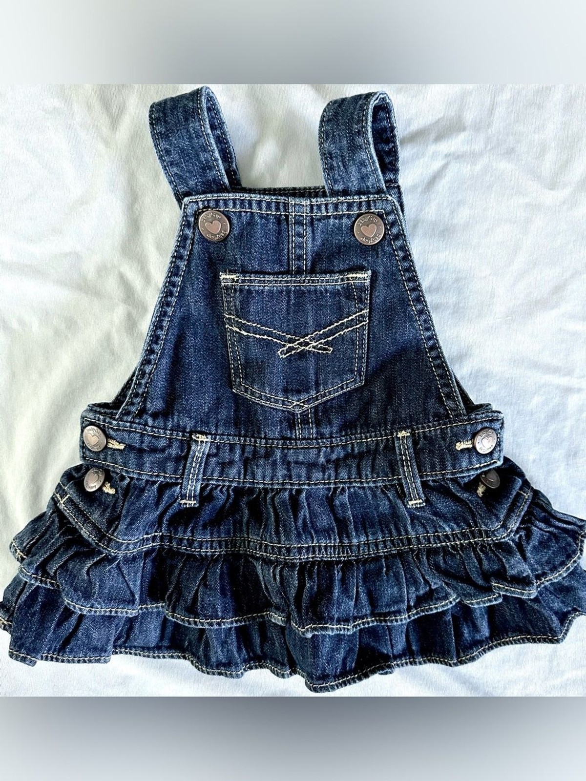 Baby Gap Denim Overall Dress w/ Bloomers Size 3–6 Months Ruffle Skirt