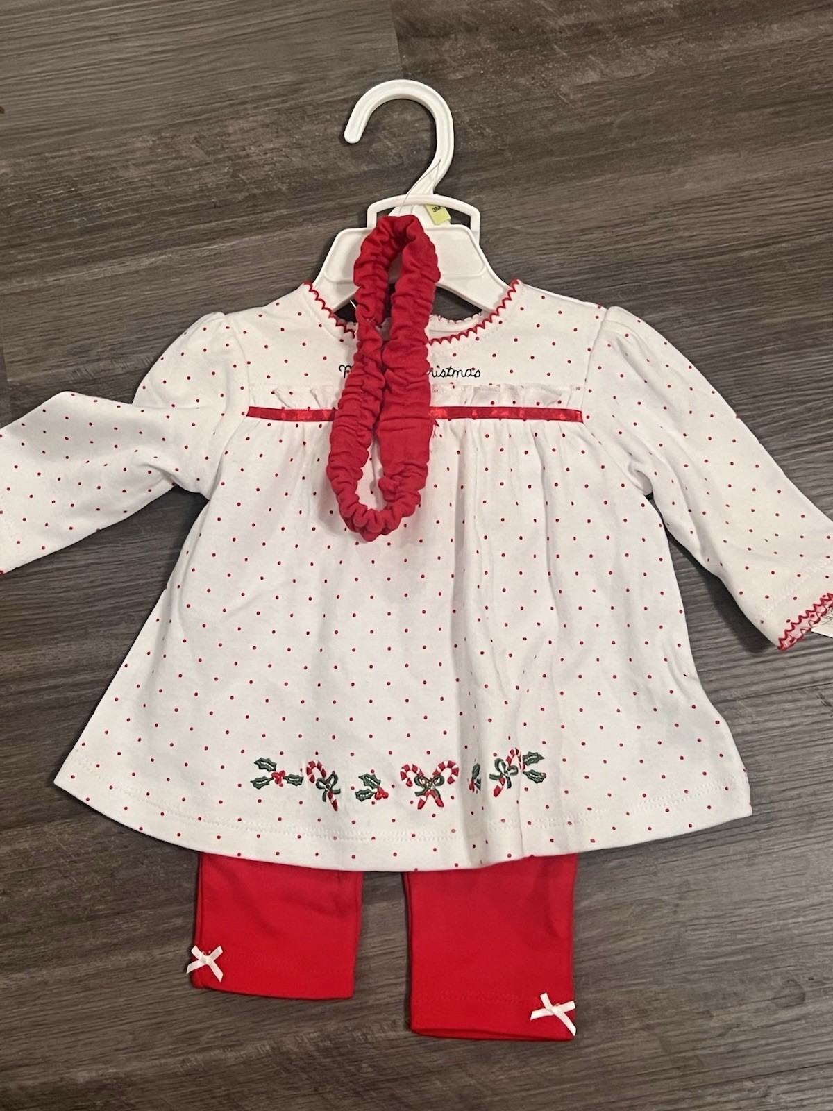 Baby Girls Little Me 3 Piece First Christmas Outfit 9 Mo NWT (org $30)