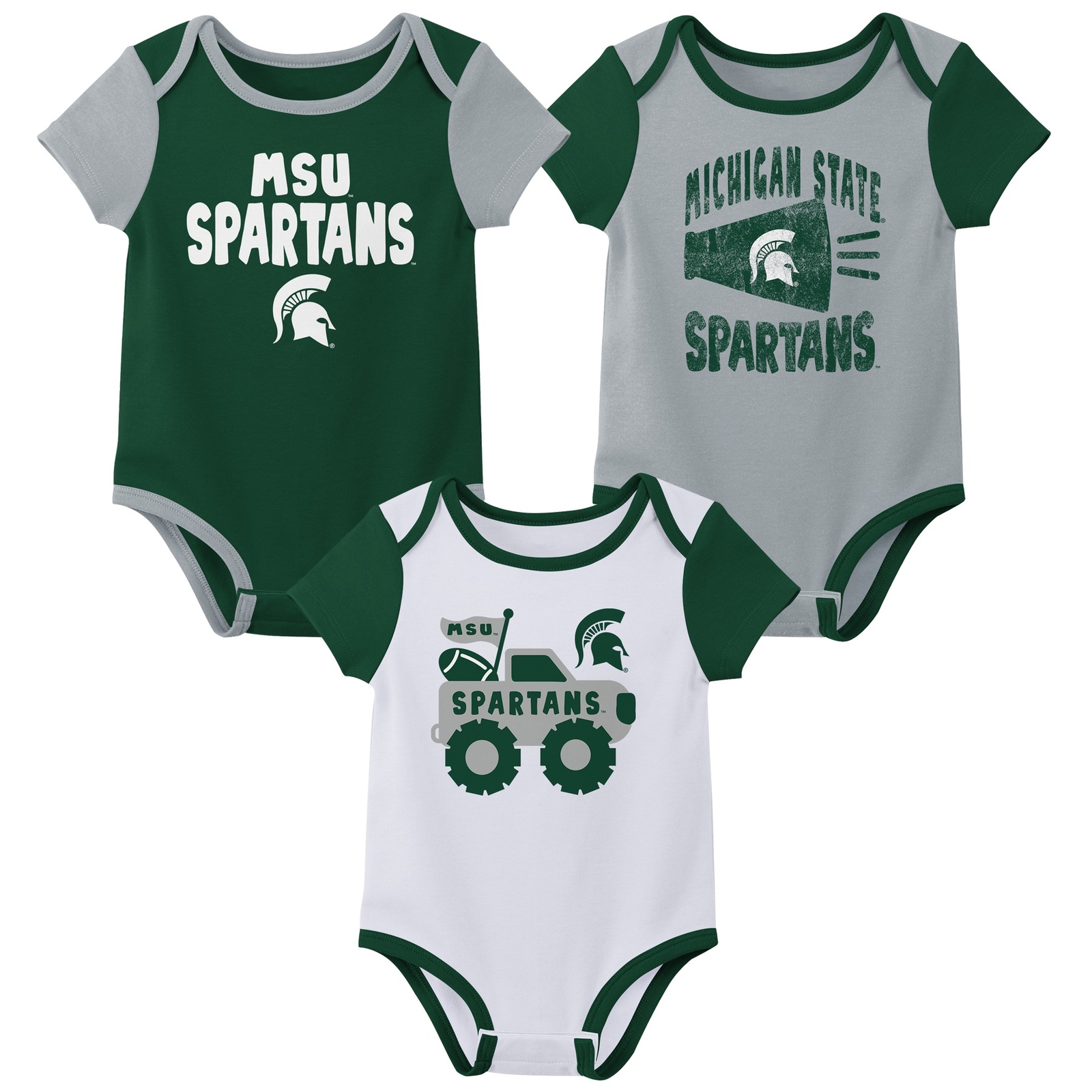 Outerstuff NCAA Infant Michigan State Spartans Variety 3-Pack Bodysuit Set