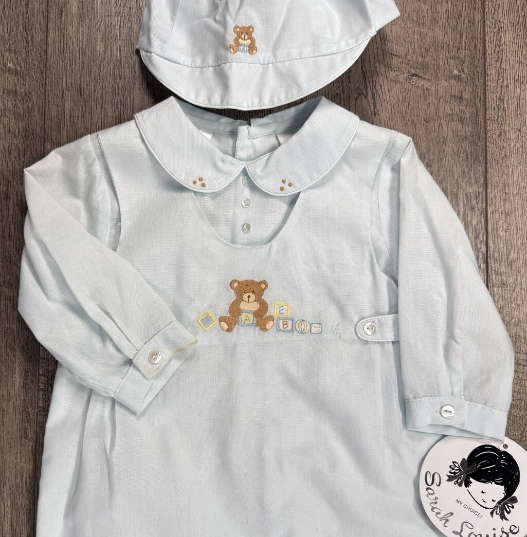 Baby Boy Clothes New Sarah Louise 3 Month 2pc Dressy Teddy Bear Outfit & Hat