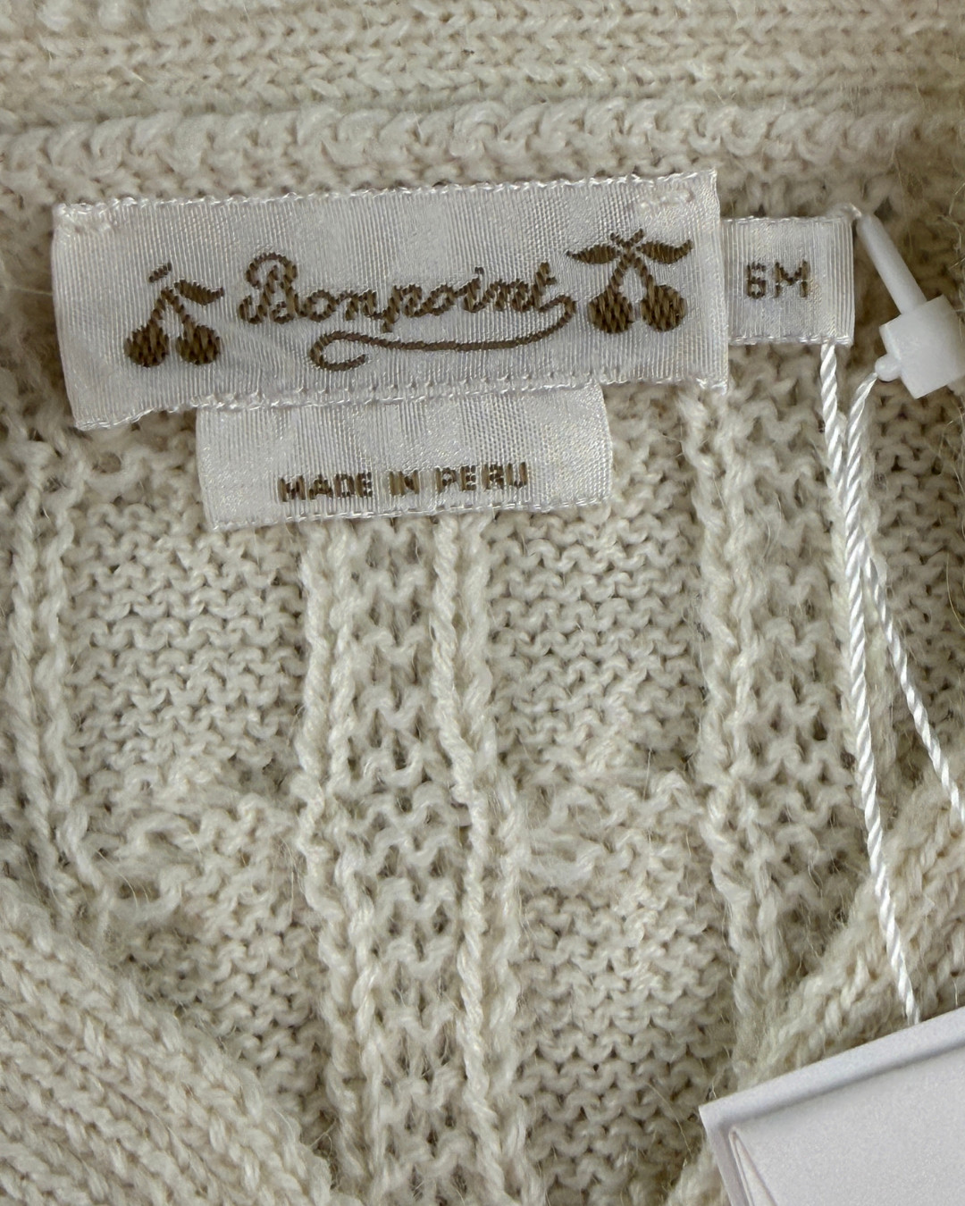 NWT Bonpoint Jalina Cable Knit Wrap Set Ivory Milk White 6M Luxury Baby Outfit