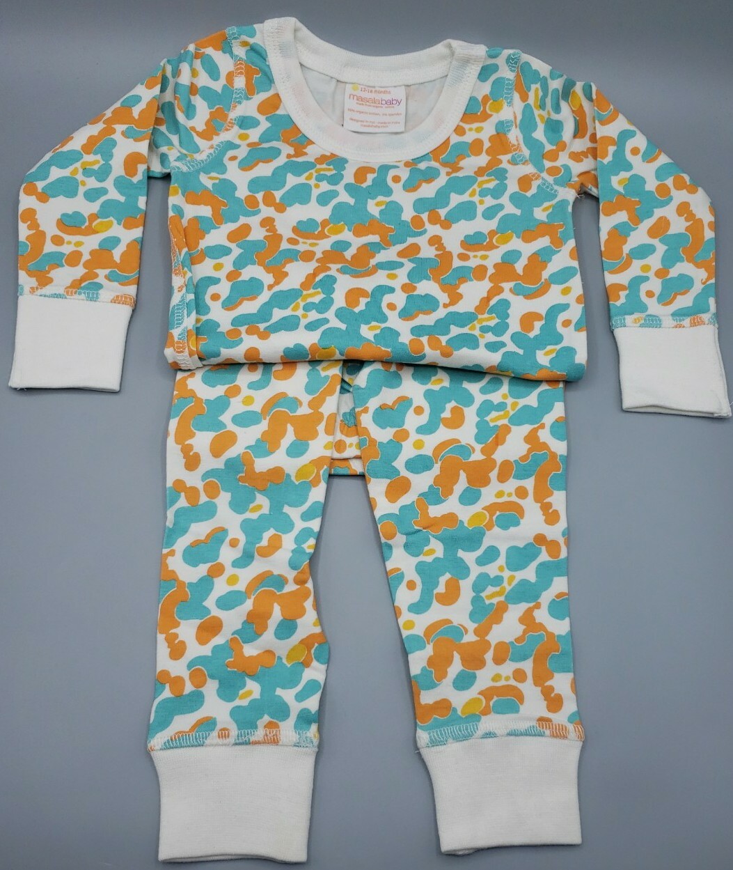 2 Piece Masala Kids Girls Organic Baby Pjs L/S Spotted Pool Blue, 12 – 18 months