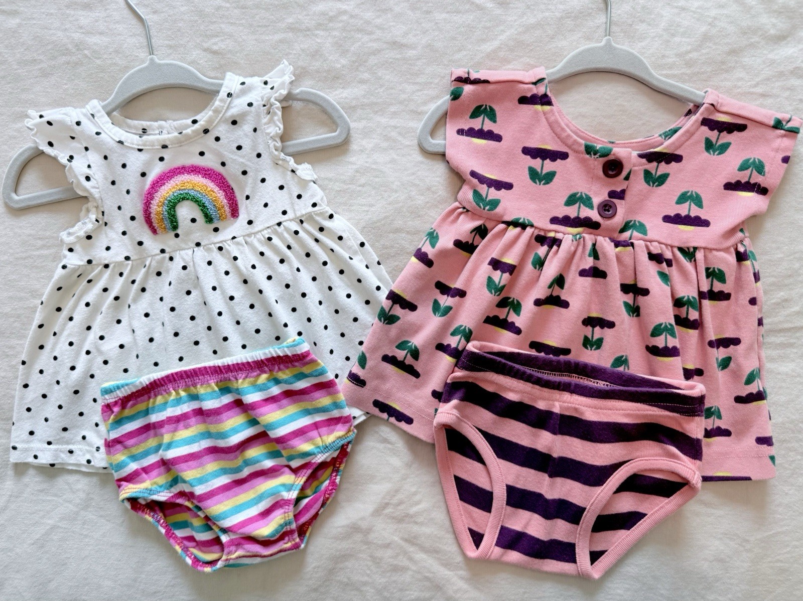 Hanna Andersson, Tucker + Tate Baby Girl Rainbow, Polka Dot, Floral Dress Set 3M