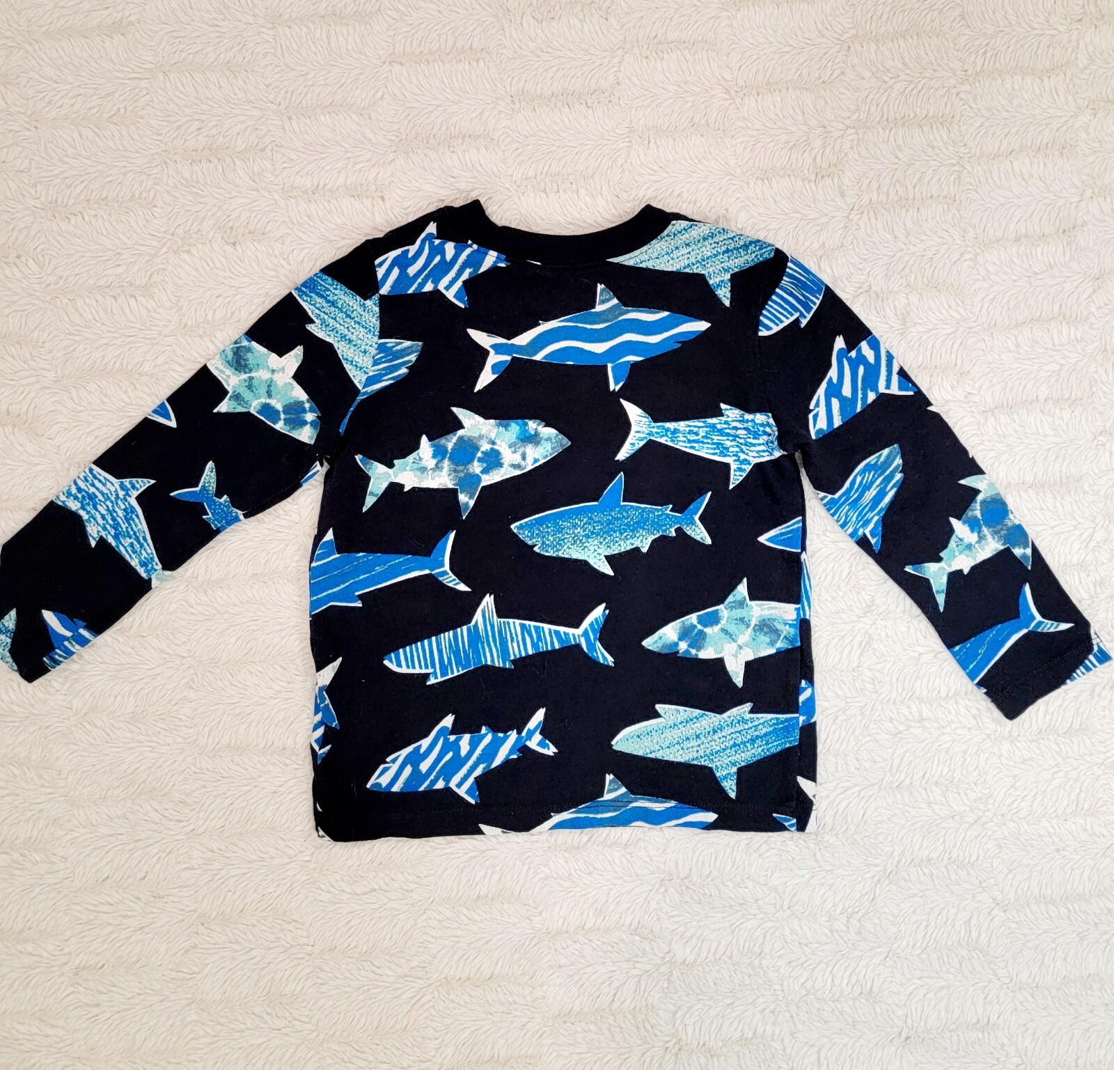 Old Navy Boy 2T Outfit Bundle, Straight Dark Wash Jeans, Rugby Top, Shark Print