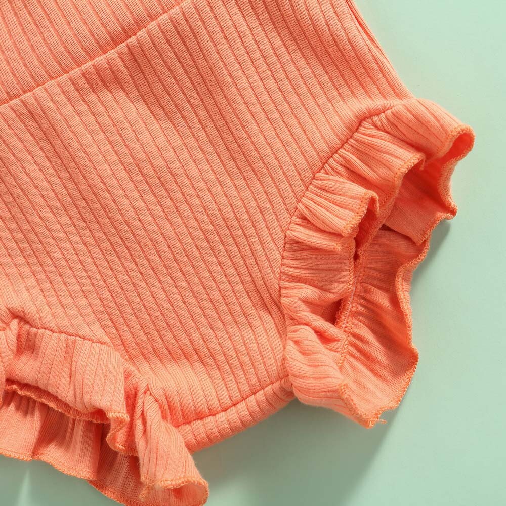 Newborn Infant Baby Girl Ruffle Short Pants Solid Headband Clothes Outfits Set