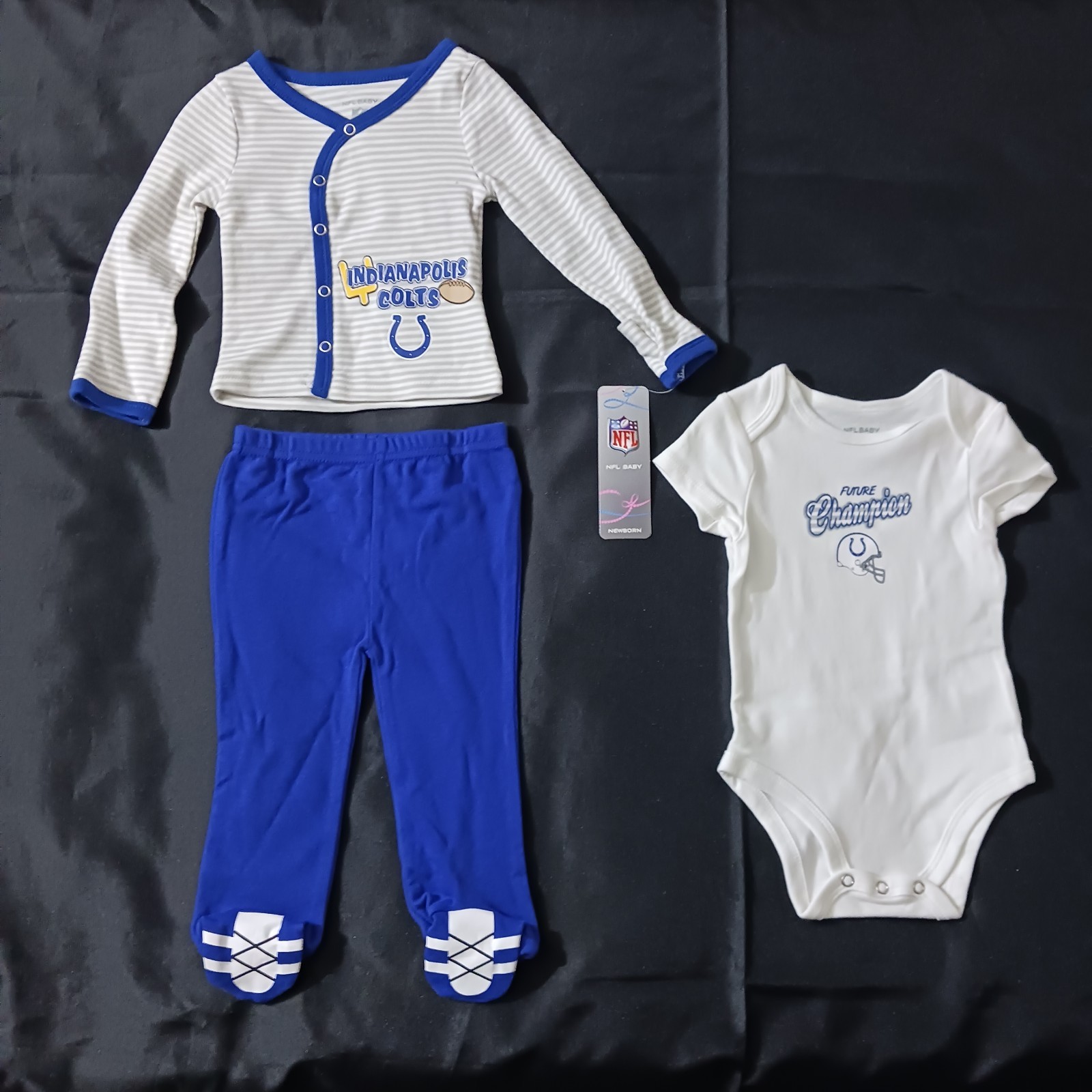 Baby 3-Piece Indianapolis Colts Outfit Set 3 Months 100% Cotton Blue White New