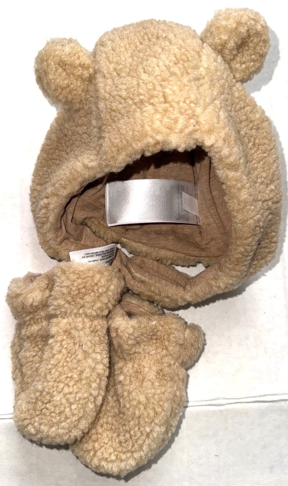 BABY GAP 2 piece set tan/fleece BEAR motif size 0-3 months