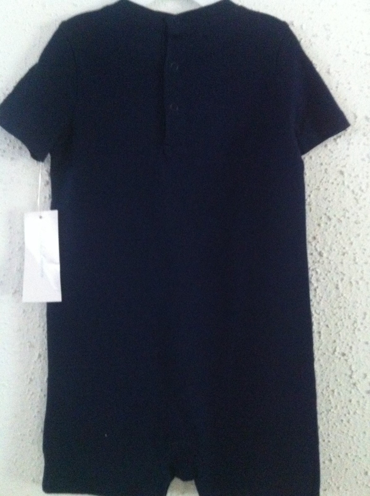 Ralph Lauren 1 Piece Shortall Romper Navy w/Dia White Stripe Patch Size 9M NWT