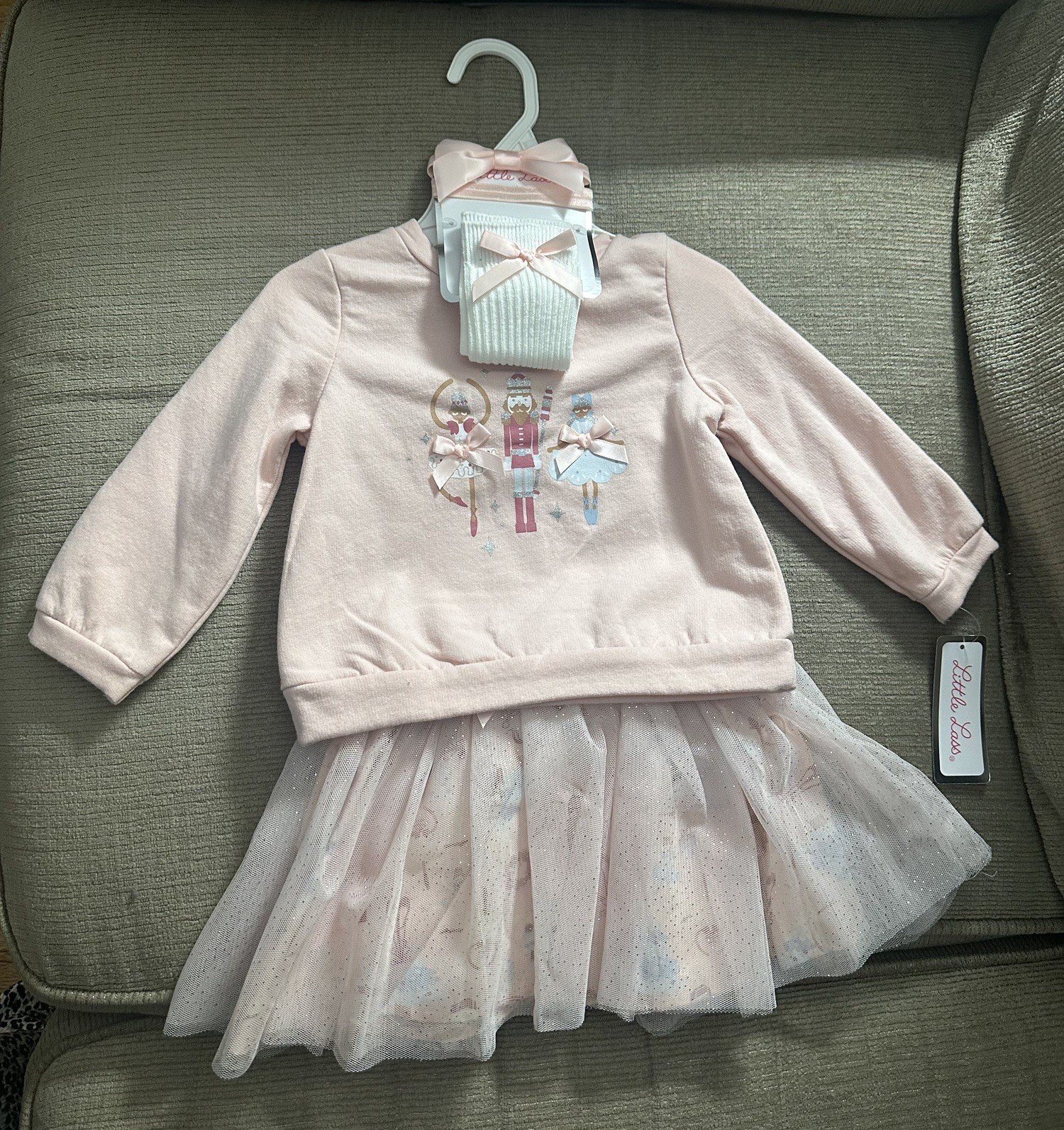 LITTLE LASS BABY 3 piece set pink/white Size 12 months