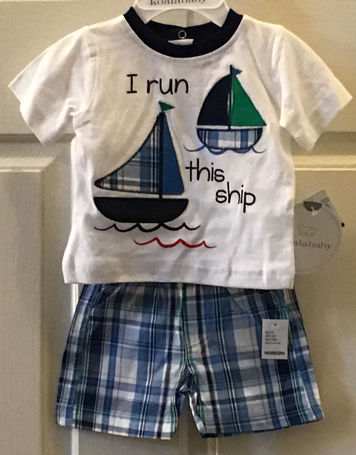 Baby Infant NB, 0-3 M, 3-6 M Shorts Set Outfit I run this Ship 2 Pc Boat Sail